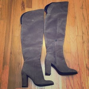 Over the Knee Gray Boots